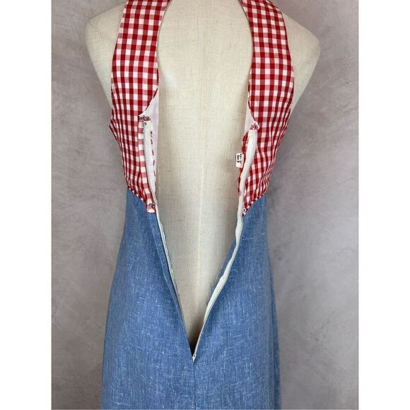 Vintage 1970s Gingham Maxi Dress Mod MCM - Picture 8 of 8